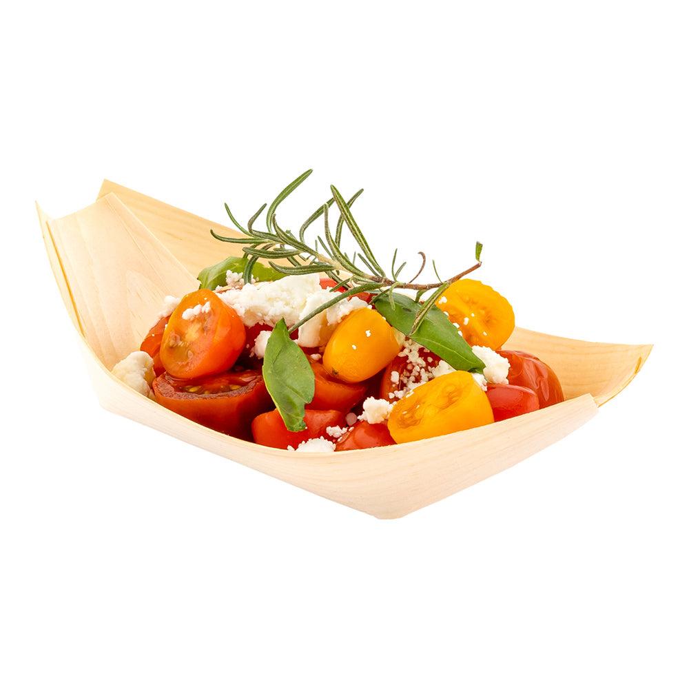 restaurantware Taipei Natural Pinewood Medium Food Tray / Boat - 5 1/2" x 3 1/2" x 3/4" - 200 count box