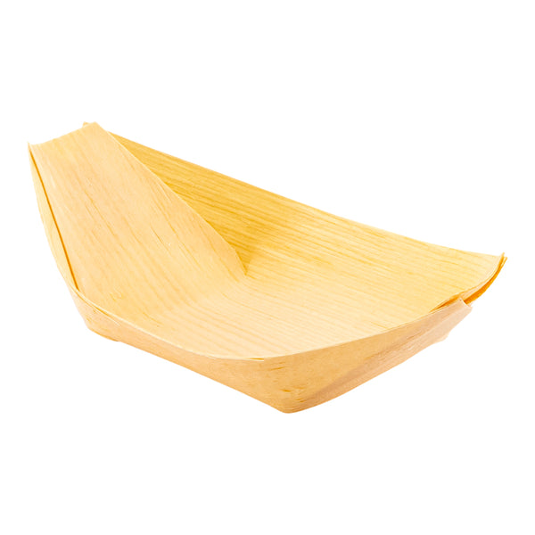 Restaurantware Taipei Natural Pinewood Mini Food Tray / Boat - 3 1/2" X 2 1/4" X 3/4" - 200 Count Box
