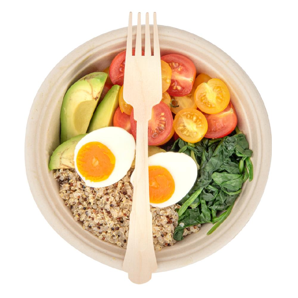 restaurantware Taipei Natural Wood Baroque Fork - 7 3/4" x 1 1/4" x 1/2" - 500 count box