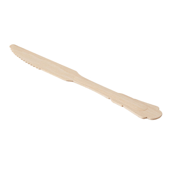Restaurantware Taipei Natural Wood Baroque Knife - 7 3/4" X 1" - 500 Count Box