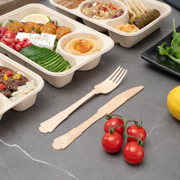 Restaurantware Taipei Natural Wood Baroque Knife - 7 3/4" X 1" - 500 Count Box