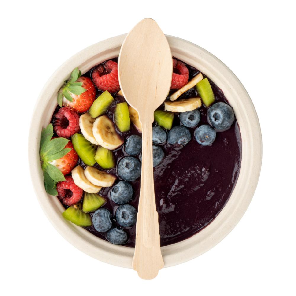 restaurantware Taipei Natural Wood Baroque Spoon - 7 3/4" x 1 1/4" x 1/2" - 500 count box