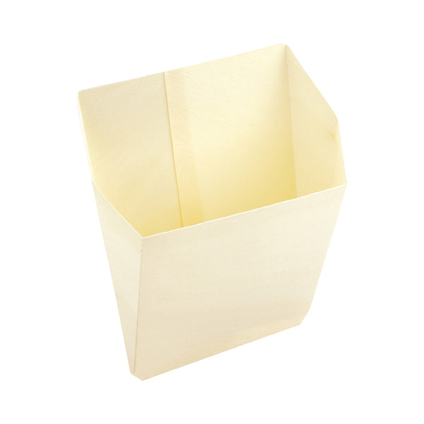 Restaurantware Taipei Natural Wood French Fry Pocket Sleeve - 5" X 5 1/4" X 1" - 100 Count Box