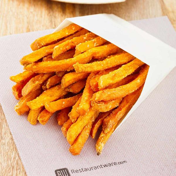 Restaurantware Taipei Natural Wood French Fry Pocket Sleeve - 5" X 5 1/4" X 1" - 100 Count Box