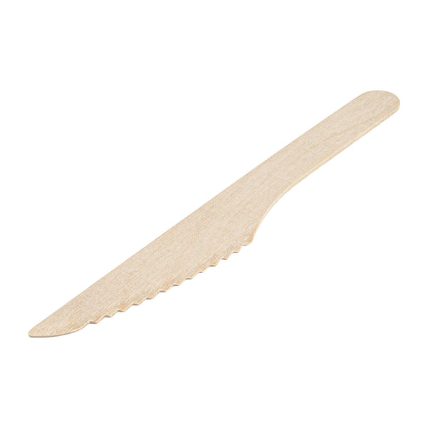 Restaurantware Taipei Natural Wood Knife - 6 1/2" X 3/4" - 500 Count Box