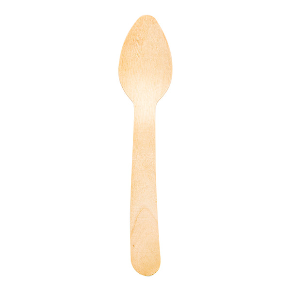 Restaurantware Taipei Natural Wood Mini Spoon - 4 1/4" X 1" X 1/2" - 500 Count Box