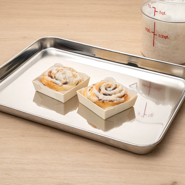 Restaurantware Taipei Poplar Baking / Serving Container - With Paper Liner - 2 3/4" X 2 3/4" X 3/4" - 100 Count Box