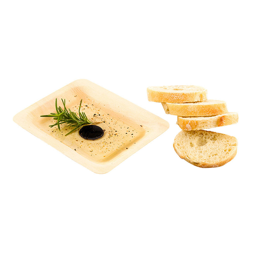 restaurantware Taipei Rectangle Natural Wood Plate - 4 3/4" x 3 1/2" x 1/2" - 200 count box