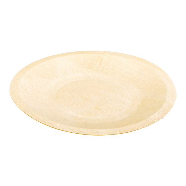 Restaurantware Taipei Round Natural Wood Plate - 5 1/2" X 5 1/2" X 1/2" - 200 Count Box