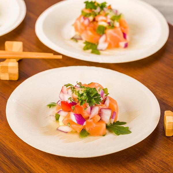 Restaurantware Taipei Round Natural Wood Plate - 5 1/2" X 5 1/2" X 1/2" - 200 Count Box