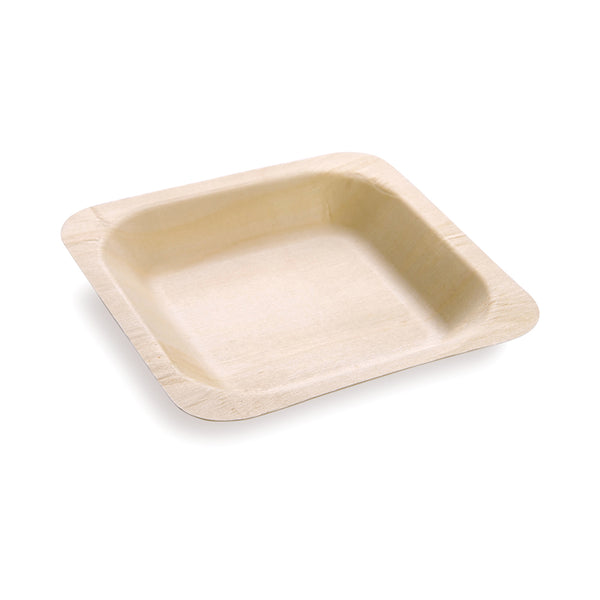 Restaurantware Taipei Square Natural Wood Plate - 4 1/2" X 4 1/2" X 1/2" - 200 Count Box
