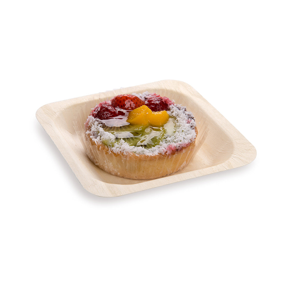 restaurantware Taipei Square Natural Wood Plate - 4 1/2" x 4 1/2" x 1/2" - 200 count box