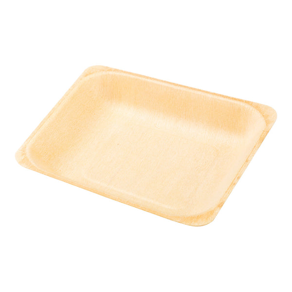 Restaurantware Taipei Square Natural Wood Plate - 5 1/2" X 5 1/2" X 1/2" - 200 Count Box