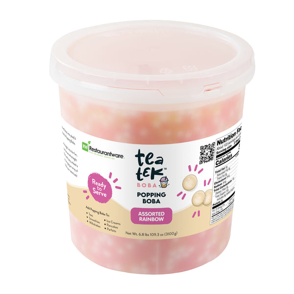 Restaurantware Tea Tek 6.8 Lb Assorted Rainbow Popping Boba - 4 Count Box