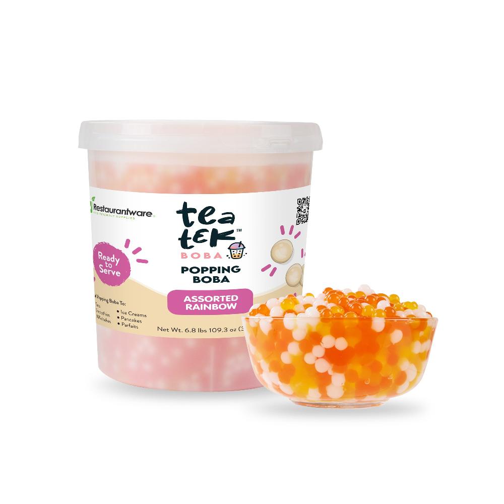 restaurantware Tea Tek 6.8 lb Assorted Rainbow Popping Boba - 4 count box