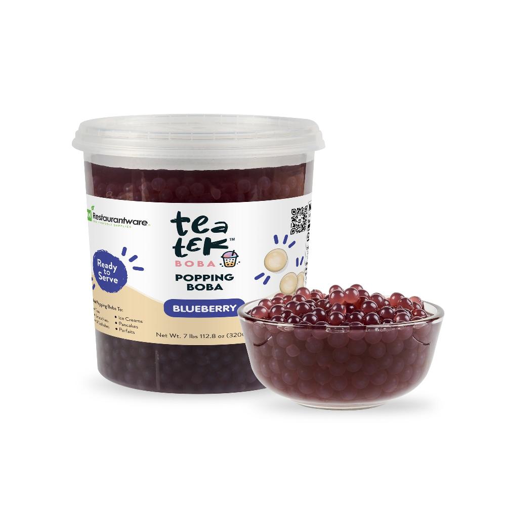 restaurantware Tea Tek 7 lb Blueberry Popping Boba - 4 count box