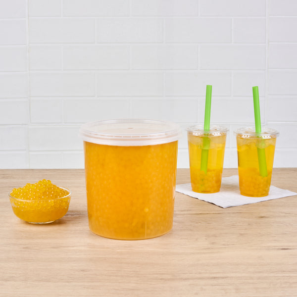 Restaurantware Tea Tek 7 Lb Cantaloupe Popping Boba - 4 Count Box