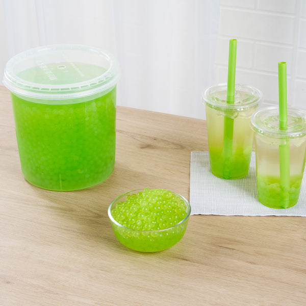 Restaurantware Tea Tek 7 Lb Green Apple Popping Boba - 4 Count Box