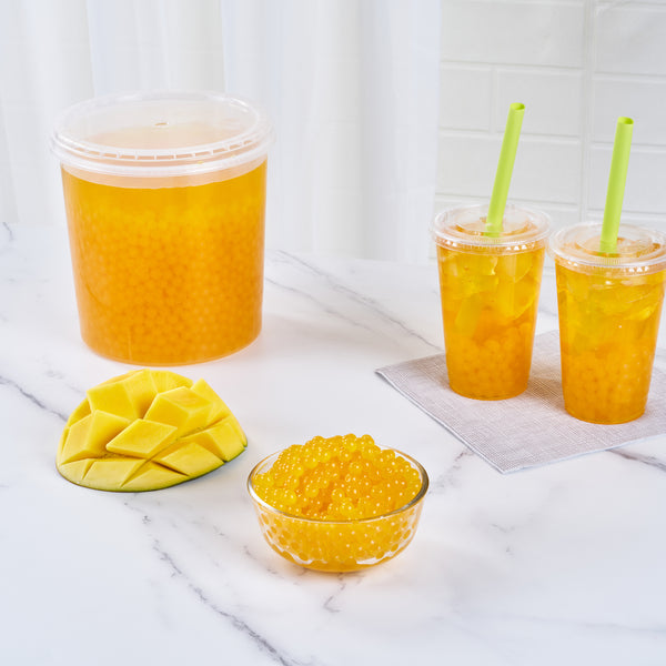 Restaurantware Tea Tek 7 Lb Mango Popping Boba - 4 Count Box