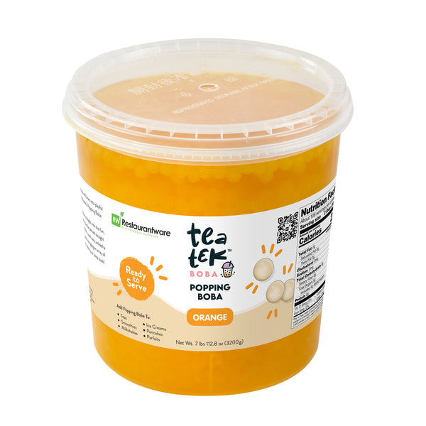 Restaurantware Tea Tek 7 Lb Popping Boba - Orange - 4 Count Box