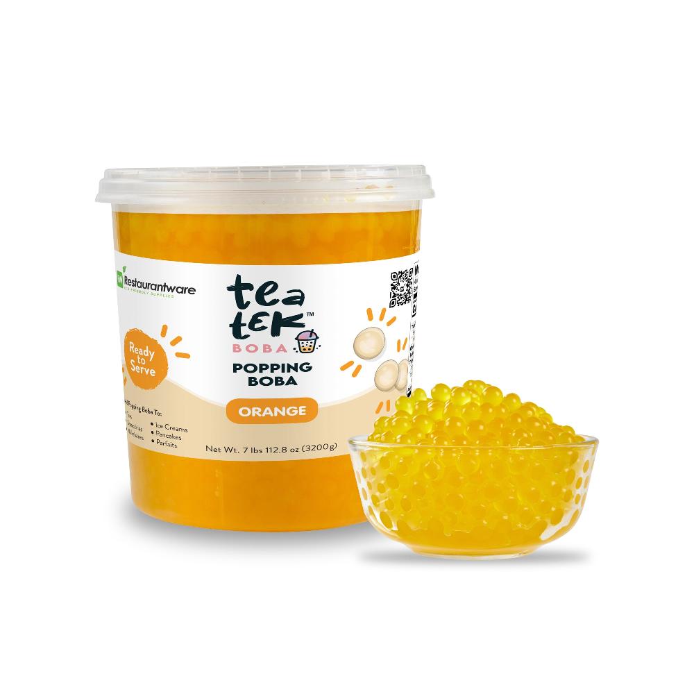 restaurantware Tea Tek 7 lb Popping Boba - Orange - 4 count box