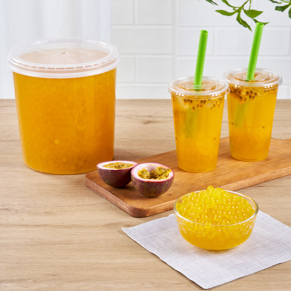 Restaurantware Tea Tek 7 Lb Popping Boba - Passion Fruit - 4 Count Box
