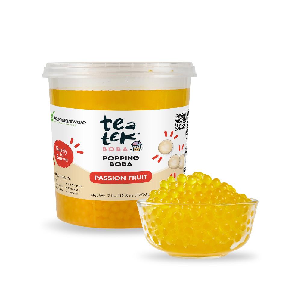 restaurantware Tea Tek 7 lb Popping Boba - Passion Fruit - 4 count box