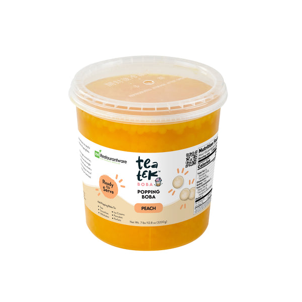 Restaurantware Tea Tek 7 Lb Popping Boba - Peach - 4 Count Box