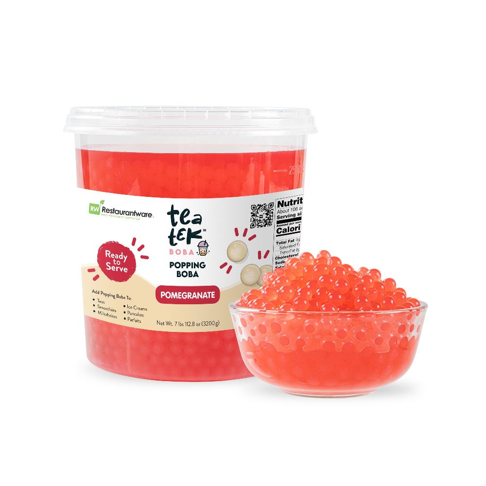 restaurantware Tea Tek 7 lb Popping Boba - Pomegranate - 4 count box