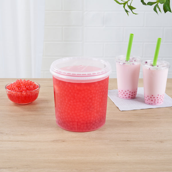 Restaurantware Tea Tek 7 Lb Popping Boba - Rose - 4 Count Box