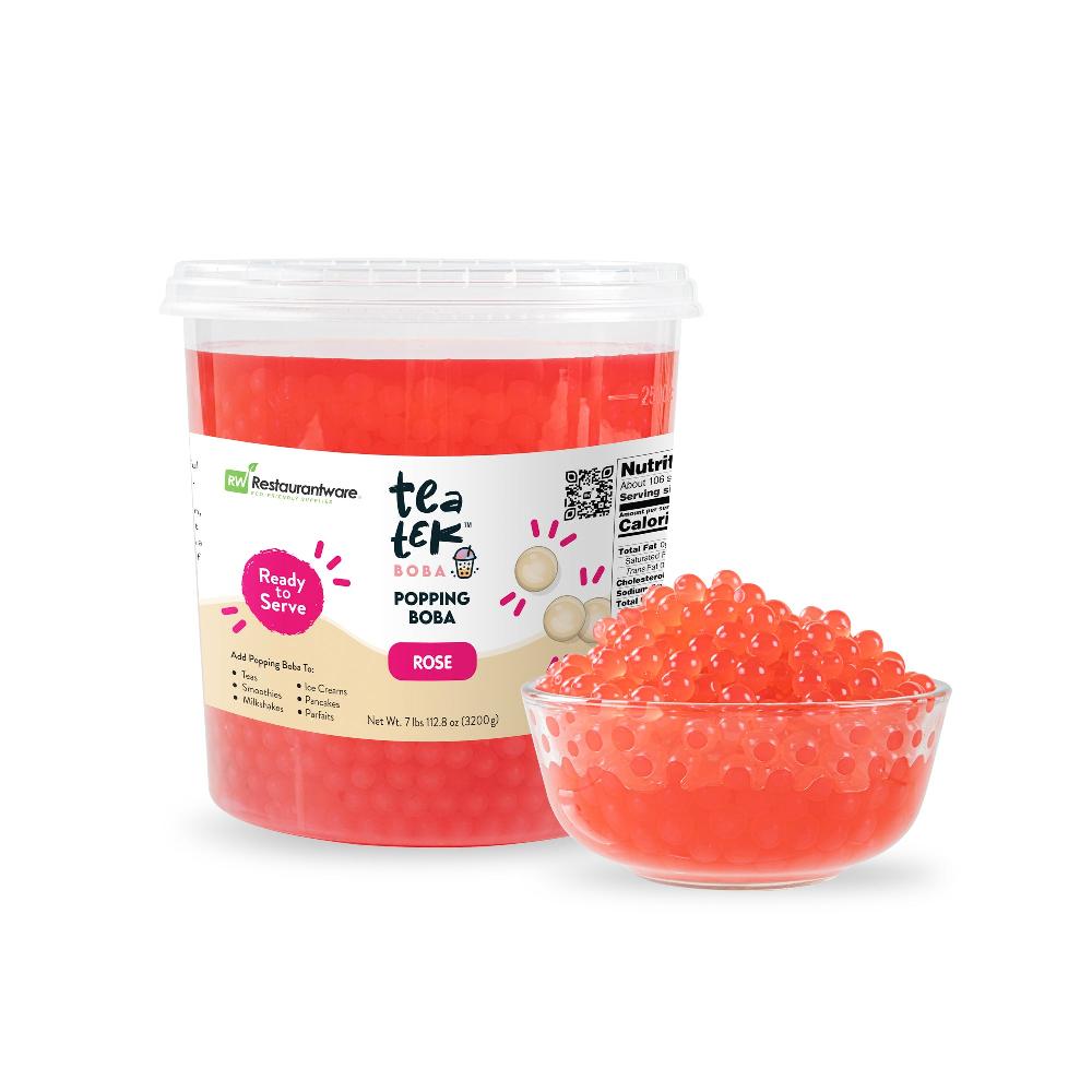 restaurantware Tea Tek 7 lb Popping Boba - Rose - 4 count box