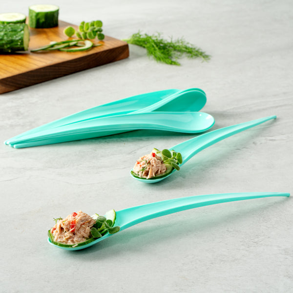 Restaurantware Teal Plastic Deco Party Spoon - 8" - 500 Count Box