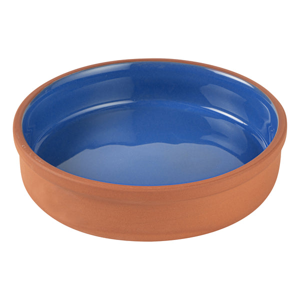 Restaurantware Terra Tek 15 Oz Terracotta Cazuela Bowl - Blue Glazed Interior Oven-Safe Microwave-Safe - 6 1/4" X 6 1/4" X 1 1/2" - 10 Count Box