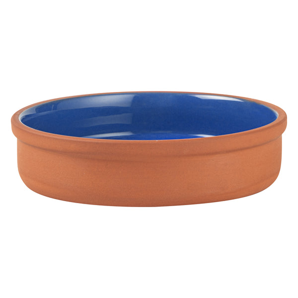 Restaurantware Terra Tek 15 Oz Terracotta Cazuela Bowl - Blue Glazed Interior Oven-Safe Microwave-Safe - 6 1/4" X 6 1/4" X 1 1/2" - 10 Count Box