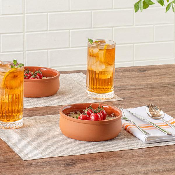 Restaurantware Terra Tek 17 Oz Terracotta Cazuela Bowl - Brown Glazed Interior Oven-Safe Microwave-Safe - 5 3/4" X 5 3/4" X 2" - 10 Count Box