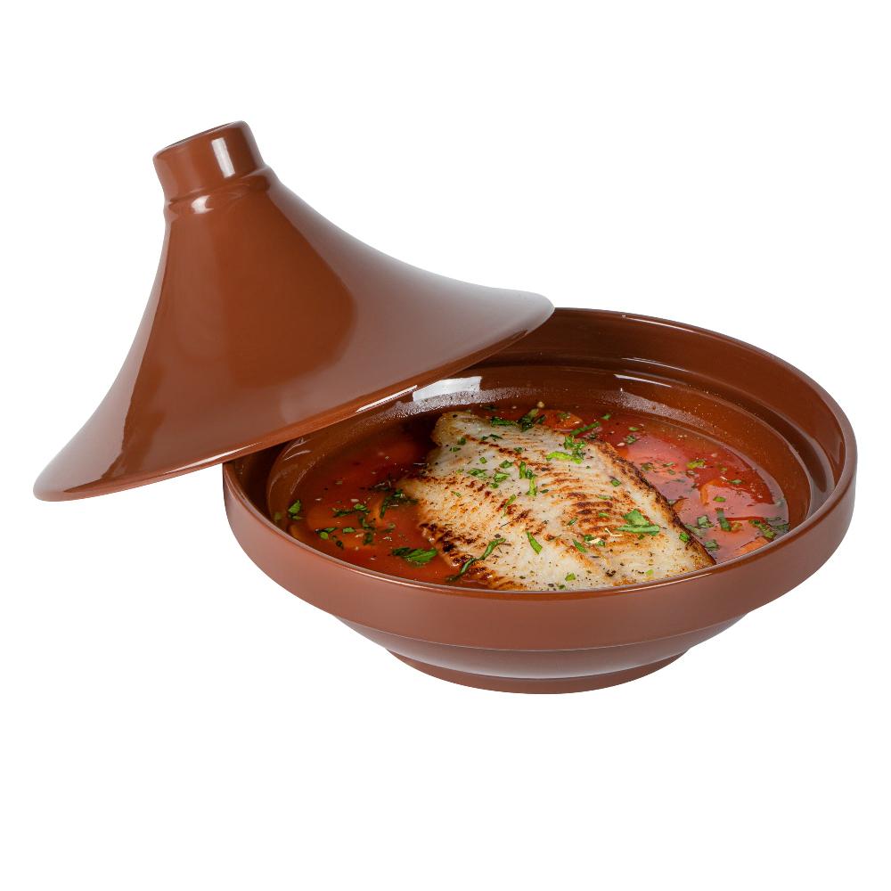 restaurantware Terra Tek 26 oz Terracotta Tagine Pot - Glazed Interior Oven-Safe Microwave-Safe - 9'' x 9'' x 6 1/2'' - 8 count box
