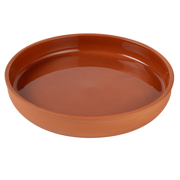 Restaurantware Terra Tek 34 Oz Terracotta Cazuela Bowl - Brown Glazed Interior Oven-Safe Microwave-Safe - 9 1/4'' X 9 1/4'' X 1 1/2'' - 10 Count Box