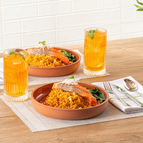 Restaurantware Terra Tek 34 Oz Terracotta Cazuela Bowl - Brown Glazed Interior Oven-Safe Microwave-Safe - 9 1/4'' X 9 1/4'' X 1 1/2'' - 10 Count Box