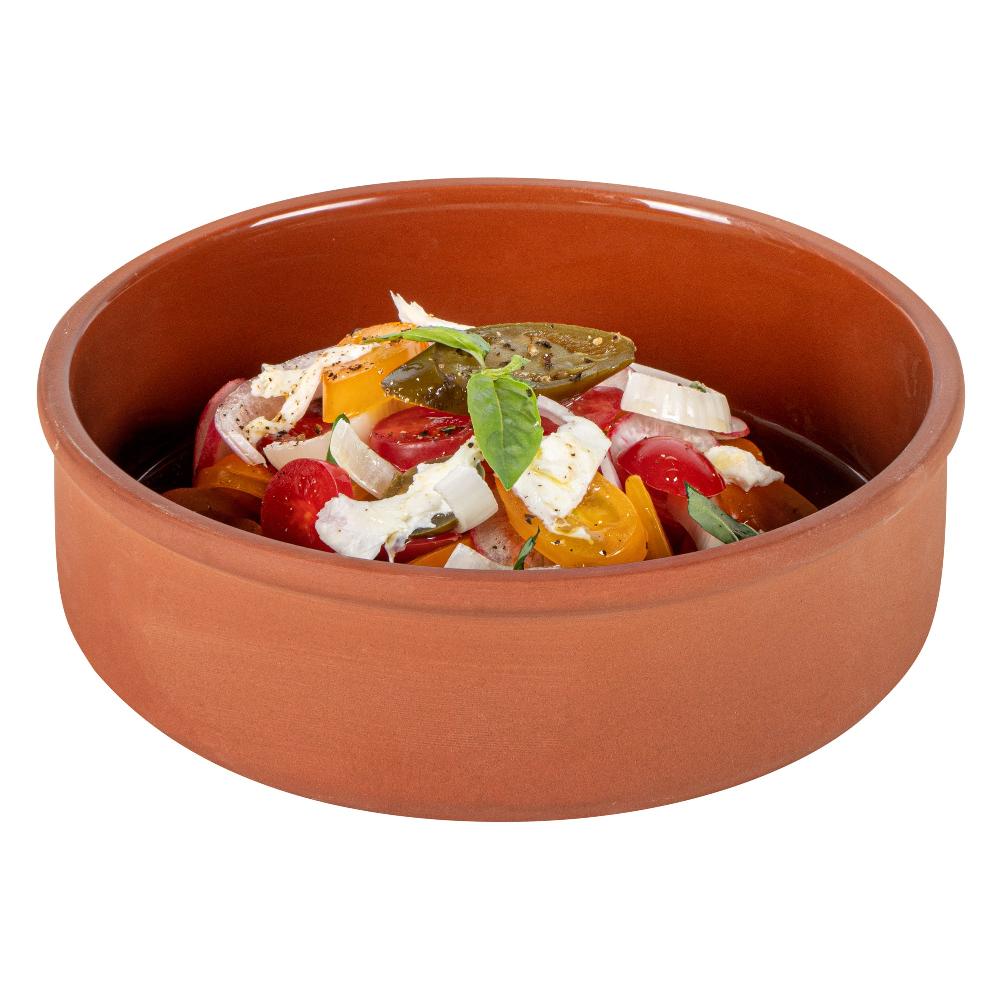 restaurantware Terra Tek 34 oz Terracotta Cazuela Bowl - Brown Glazed Interior Oven-Safe Microwave-Safe - 7 1/2'' x 7 1/2'' x 2 1/4'' - 10 count box