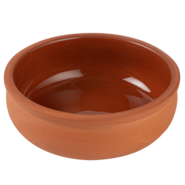 Restaurantware Terra Tek 7 Oz Terracotta Cazuela Bowl - Brown Glazed Interior Oven-Safe Microwave-Safe - 4 1/2'' X 4 1/2'' X 1 1/2'' - 10 Count Box