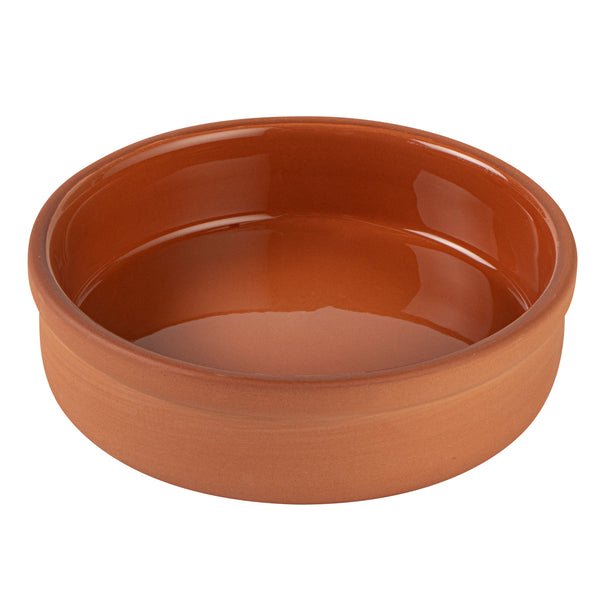 Restaurantware Terra Tek 9 Oz Terracotta Cazuela Bowl - Brown Glazed Interior Oven-Safe Microwave-Safe - 5'' X 5'' X 1 1/4'' - 10 Count Box
