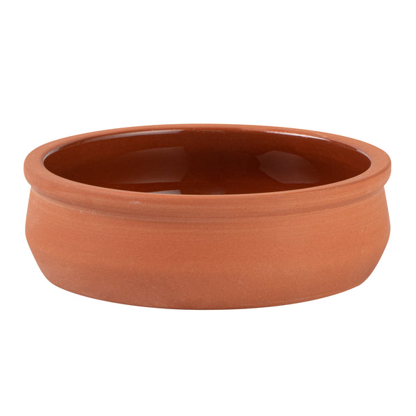Restaurantware Terra Tek 9 Oz Terracotta Cazuela Bowl - Brown Glazed Interior Oven-Safe Microwave-Safe - 4 3/4'' X 4 3/4'' X 1 1/2'' - 10 Count Box