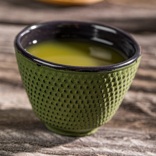 Restaurantware Tetsubin 2 Oz Green Cast Iron Tea Cup - Hobnail - 2 1/2" X 2 1/2" X 1 3/4" - 2 Count Box