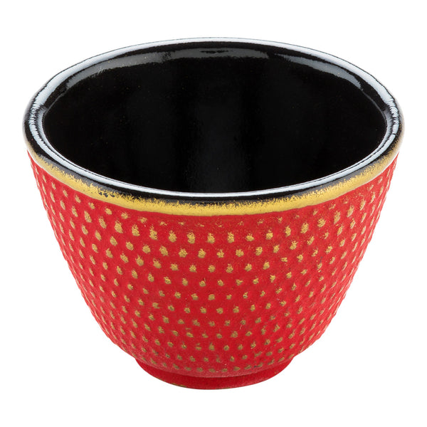 Restaurantware Tetsubin 2 Oz Red Cast Iron Tea Cup - Hobnail - 2 1/2" X 2 1/2" X 1 3/4" - 2 Count Box
