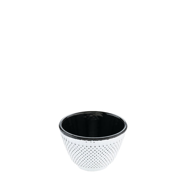 Restaurantware Tetsubin 2 Oz White Cast Iron Tea Cup - Hobnail - 2 1/2" X 2 1/2" X 1 3/4" - 2 Count Box