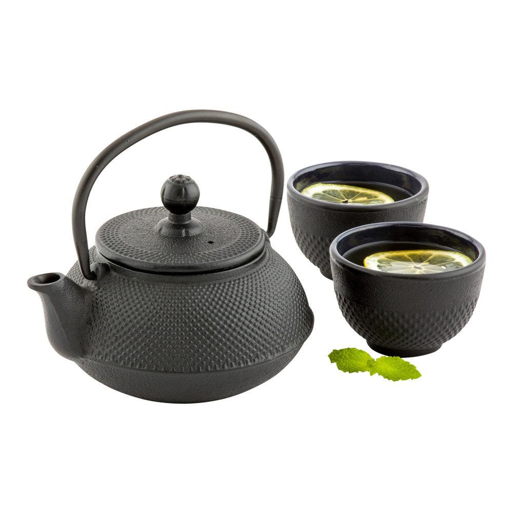 restaurantware Tetsubin 20 oz Round Black Cast Iron Teapot - 6 1/4" x 5 1/2" x 5 3/4" - 1 count box