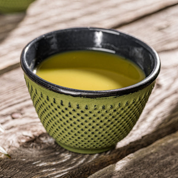 Restaurantware Tetsubin 4 Oz Green Cast Iron Tea Cup - Hobnail - 3" X 3" X 3 1/4" - 2 Count Box