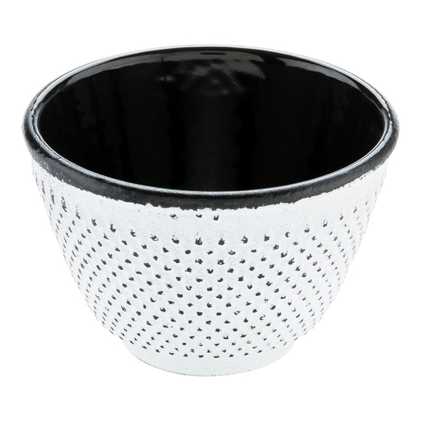 Restaurantware Tetsubin 4 Oz White Cast Iron Tea Cup - Hobnail - 3" X 3" X 3 1/4" - 2 Count Box