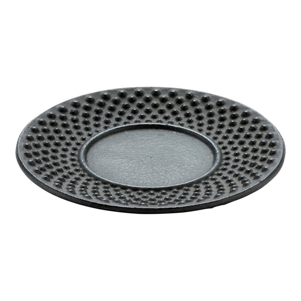 Restaurantware Tetsubin Black Cast Iron Coaster - Hobnail - 3 3/4" X 3 3/4" - 2 Count Box
