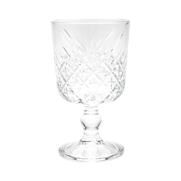 Restaurantware Timeless 11 Oz Cocktail Glass - Stemmed Etched - 3 1/2" X 3 1/2" X 6" - 12 Count Box